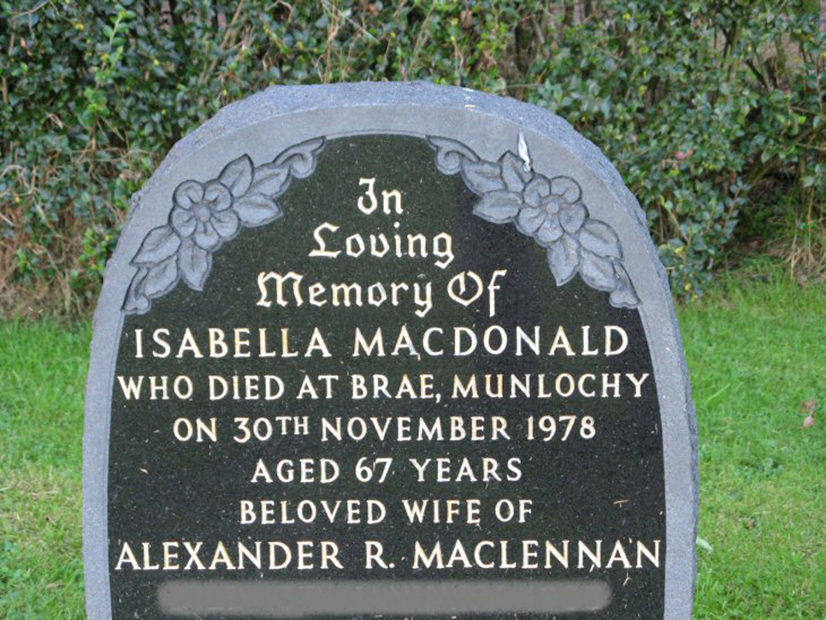 Photo of headstones/Alexander R MacLennan died [1983] MI Tore, Killearnan